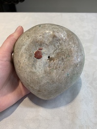 A collection of five Chinese famille rose peaches and pumpkins, including a box and cover, 19th C.