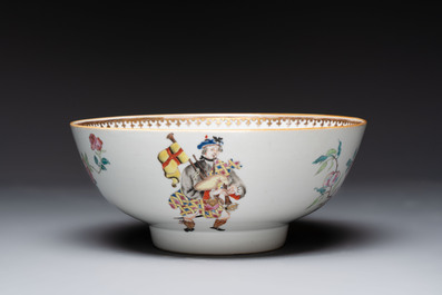 A rare Chinese famille rose 'Scotsmen' bowl, Qianlong, ca. 1745