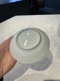 14 Chinese Canton famille rose 'Wu Shuang Pu-style' cups and saucers, 19th C.