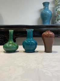 Five Chinese monochrome miniature vases, 19th C.