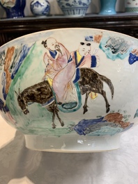 A fine Chinese famille rose bowl with figures, flowers and pheasants, Yongzheng/Qianlong