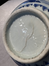 A Chinese blue and white 'Wen Wang Fang Xian 文王訪賢' bottle vase, Transitional period