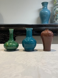 Five Chinese monochrome miniature vases, 19th C.