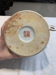 A large Chinese famille rose teapot and cover, signed Wei Yongsheng 魏庸生, dated 1941