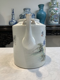 A large Chinese famille rose teapot and cover, signed Wei Yongsheng 魏庸生, dated 1941