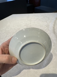 14 Chinese Canton famille rose 'Wu Shuang Pu-style' cups and saucers, 19th C.
