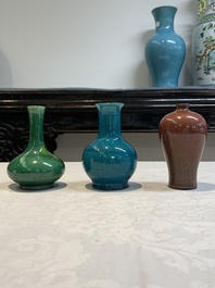 Five Chinese monochrome miniature vases, 19th C.