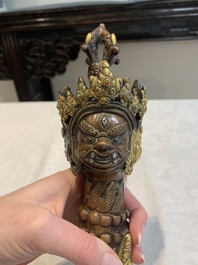 A Tibetan turquoise-inlaid copper alloy ritual kartika, 18/19th C.