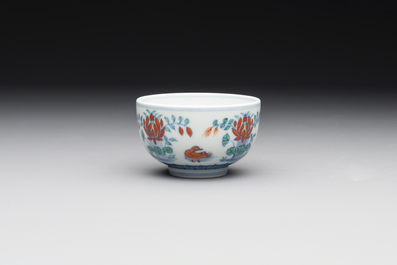A Chinese doucai 'mandarin ducks' bowl, Chenghua mark, probably Qing