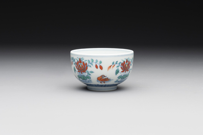 A Chinese doucai 'mandarin ducks' bowl, Chenghua mark, probably Qing