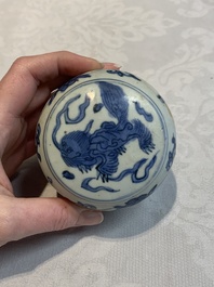 Five Chinese blue, white and monochrome jarlets and seven covered boxes, Yuan/Ming