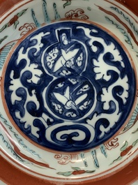 A rare Chinese Kinrande 'cranes and phoenixes' plate, Ming
