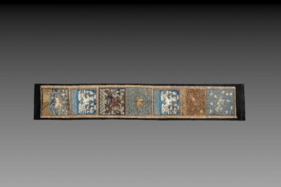 Ten Chinese gold-thread-embroidered silk rank badges, 19th C.