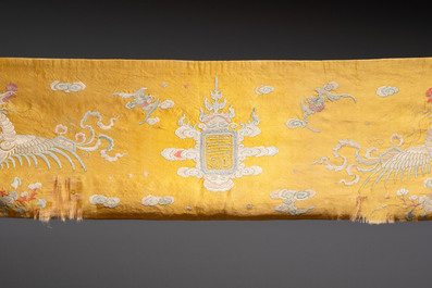 Four Chinese or Vietnamese embroidered silk panels, 19th C.
