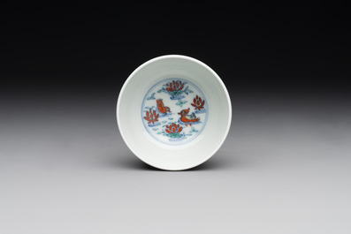 A Chinese doucai 'mandarin ducks' bowl, Chenghua mark, probably Qing