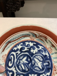 A rare Chinese Kinrande 'cranes and phoenixes' plate, Ming