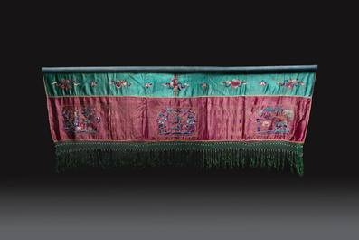 Four Chinese or Vietnamese embroidered silk panels, 19th C.