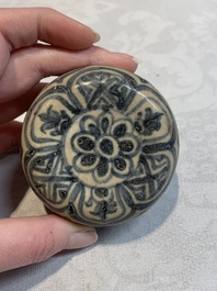 Five Chinese blue, white and monochrome jarlets and seven covered boxes, Yuan/Ming