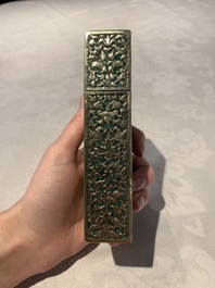 A Thai green-enamelled gilt silver box and cover, Ngern Lai 紋銀 and Yu Yuan 匯源 mark, Bangkok, 19/20th C.
