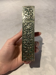 A Thai green-enamelled gilt silver box and cover, Ngern Lai 紋銀 and Yu Yuan 匯源 mark, Bangkok, 19/20th C.