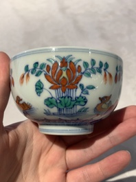 A Chinese doucai 'mandarin ducks' bowl, Chenghua mark, probably Qing