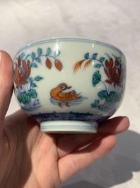 A Chinese doucai 'mandarin ducks' bowl, Chenghua mark, probably Qing