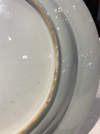 Two Chinese famille rose armorial dishes with the arms of Willes impaling Broster and the arms of Dobree impaling De Havilland, Yongzheng/Qianlong
