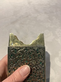 A Thai green-enamelled gilt silver box and cover, Ngern Lai 紋銀 and Yu Yuan 匯源 mark, Bangkok, 19/20th C.