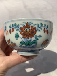A Chinese doucai 'mandarin ducks' bowl, Chenghua mark, probably Qing