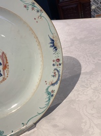 Two Chinese famille rose armorial dishes with the arms of Willes impaling Broster and the arms of Dobree impaling De Havilland, Yongzheng/Qianlong