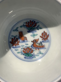 A Chinese doucai 'mandarin ducks' bowl, Chenghua mark, probably Qing