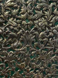 A Thai green-enamelled gilt silver box and cover, Ngern Lai 紋銀 and Yu Yuan 匯源 mark, Bangkok, 19/20th C.