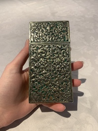 A Thai green-enamelled gilt silver box and cover, Ngern Lai 紋銀 and Yu Yuan 匯源 mark, Bangkok, 19/20th C.