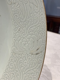 Two Chinese famille rose armorial dishes with the arms of Willes impaling Broster and the arms of Dobree impaling De Havilland, Yongzheng/Qianlong