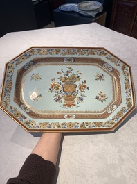A large Chinese famille rose octagonal 'flower basket' dish, Yongzheng/Qianlong
