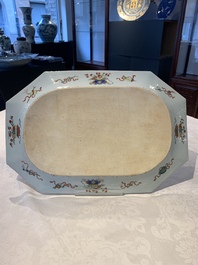 A large Chinese famille rose octagonal 'flower basket' dish, Yongzheng/Qianlong