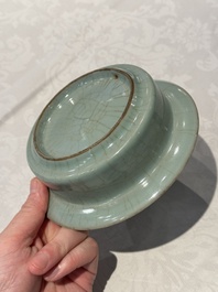 A Chinese Longquan celadon brush washer, Song or later