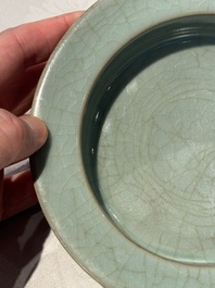 A Chinese Longquan celadon brush washer, Song or later
