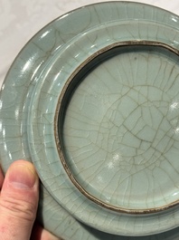 A Chinese Longquan celadon brush washer, Song or later