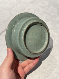 A Chinese Longquan celadon brush washer, Song or later