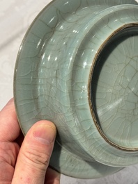 A Chinese Longquan celadon brush washer, Song or later