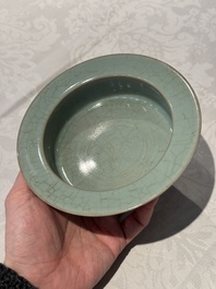 A Chinese Longquan celadon brush washer, Song or later