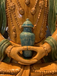 A large Chinese sancai-glazed Buddha, possibly from the Chengde Palace, Qianlong