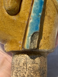 A large Chinese sancai-glazed Buddha, possibly from the Chengde Palace, Qianlong