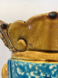 A large Chinese sancai-glazed Buddha, possibly from the Chengde Palace, Qianlong