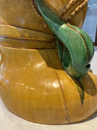 A large Chinese sancai-glazed Buddha, possibly from the Chengde Palace, Qianlong