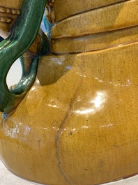 A large Chinese sancai-glazed Buddha, possibly from the Chengde Palace, Qianlong