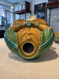 A large Chinese sancai-glazed Buddha, possibly from the Chengde Palace, Qianlong