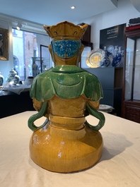 A large Chinese sancai-glazed Buddha, possibly from the Chengde Palace, Qianlong