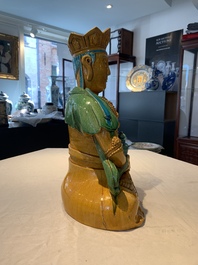 A large Chinese sancai-glazed Buddha, possibly from the Chengde Palace, Qianlong